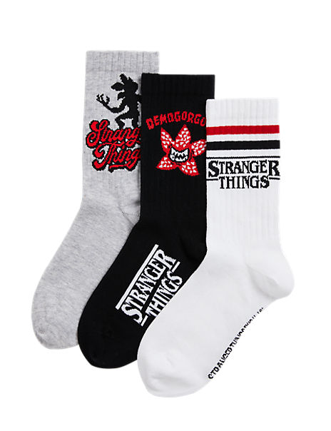 3pk Cotton Blend Stranger Things Socks 12.5 Large 7 Large Marks and Spencer Cyprus Symeonides Fashion House