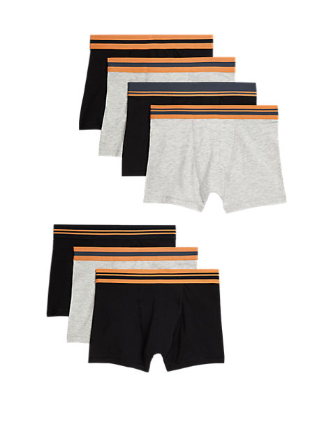 7pk Cotton Rich Stripe Waistband Trunks (5-16 Yrs)