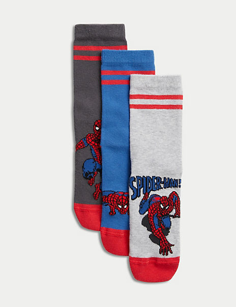3pk Cotton Rich Spider-Man™ Socks (6 Small – 7 Large)