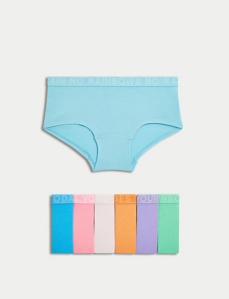 7pk Cotton Rich Slogan Knickers (5–16 Yrs)