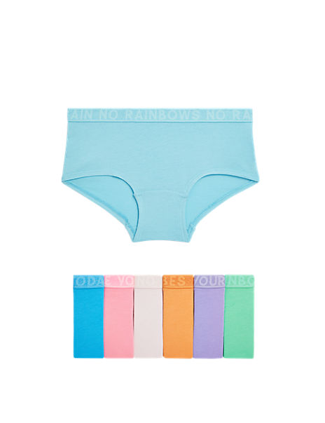 7pk Cotton Rich Slogan Knickers (5–16 Yrs)