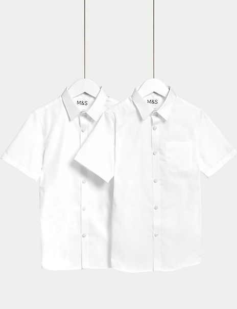 2pk Boys’ Slim Fit Non-Iron School Shirts (5-16 Yrs)