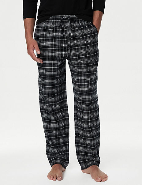 2pk Brushed Cotton Checked Pyjama Bottoms Marks and Spencer Cyprus Symeonides Fashion House