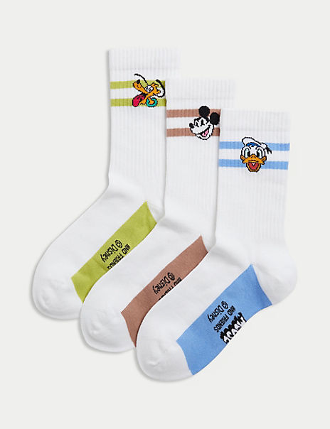3pk Cotton Rich Disney™ Ribbed Sport Socks (8.5 Small – 7 Large)