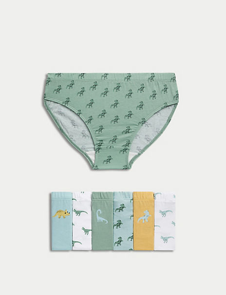 7pk Pure Cotton Dinosaur Briefs (2-8 Yrs) 7pk Pure Cotton Dinosaur Briefs (2-8 Yrs)