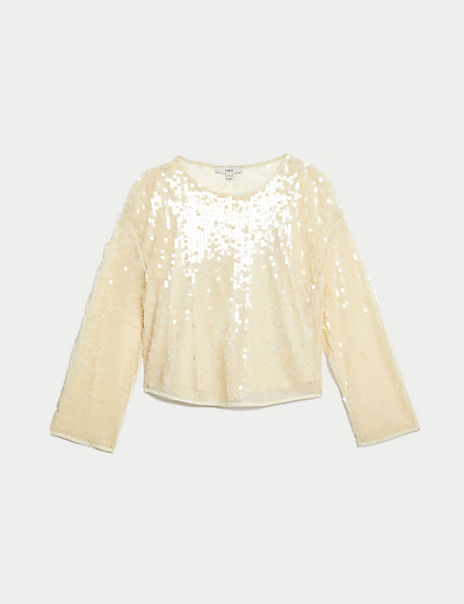 Sequin Round Neck Blouse