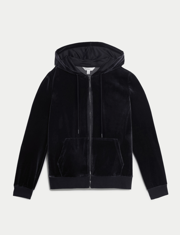 Mens black velour hoodie sale