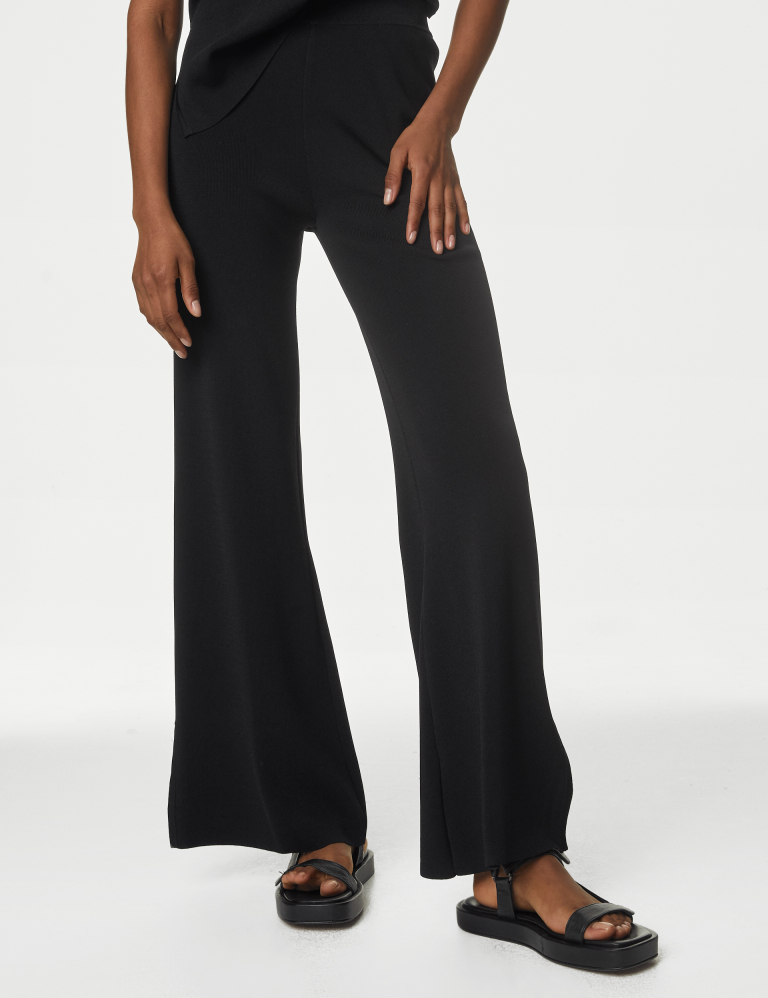 Elasticated Waist Wide Leg Knitted Trousers Marks and Spencer Cyprus Symeonides Fashion House