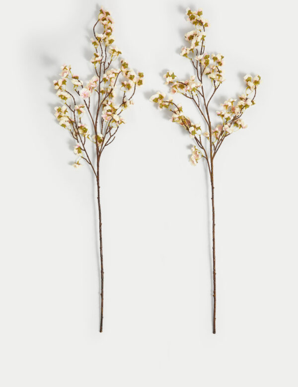 Set of 2 Artificial Cherry Blossom Single Stems