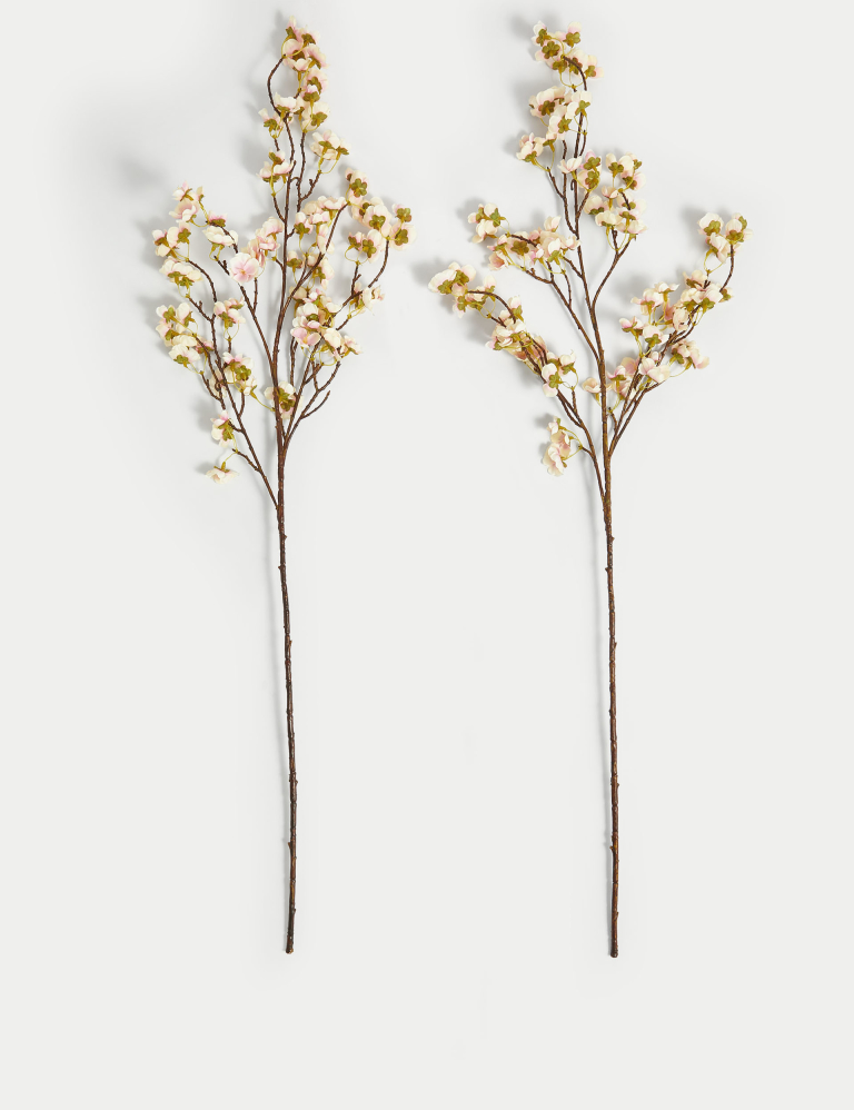 Set of 2 Artificial Cherry Blossom Single Stems