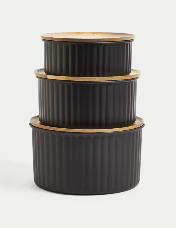 Set of 3 Ribbed Stacking Cake Tins