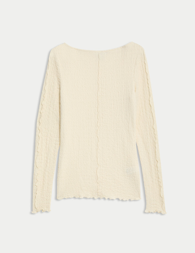 Textured Slash Neck Top