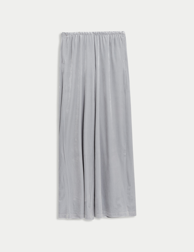 Velvet Elasticated Waist Wide Leg Trousers
