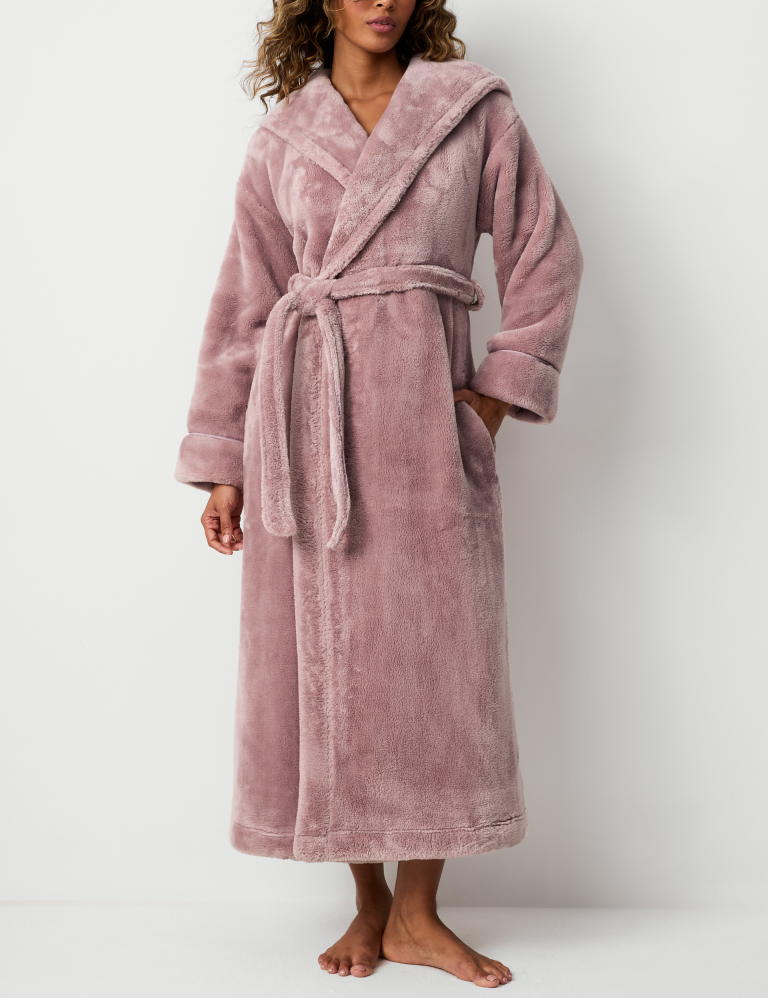 Hooded fleece gown sale