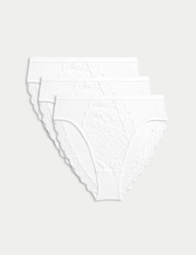 3pk Lace High Waisted High Leg Knickers