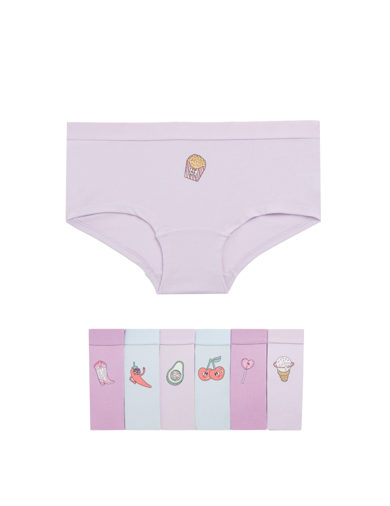 7pk Cotton with Stretch Patterned Shorts (5-16 Yrs)