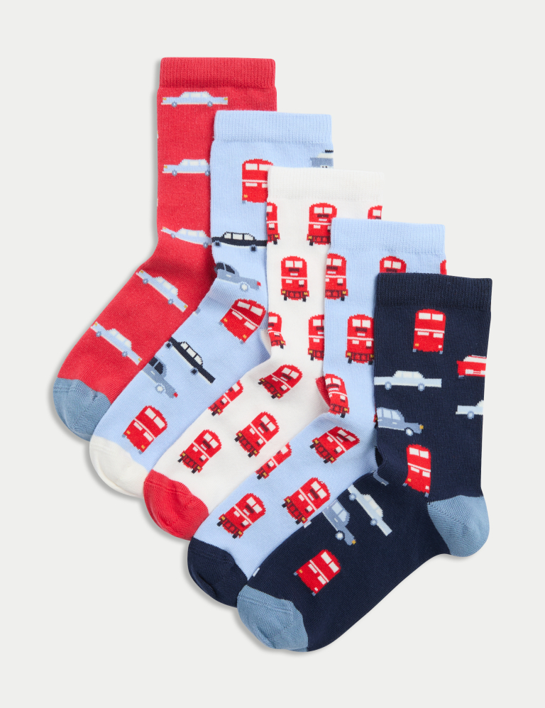 5pk Cotton Rich Transport Socks (6 Small – 7 Large)