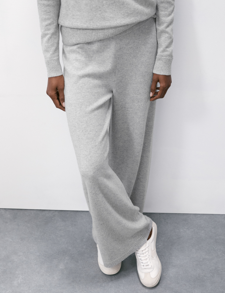 Pure Cashmere Wide Leg Trousers