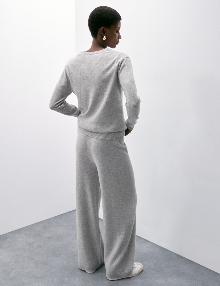 Pure Cashmere Wide Leg Trousers
