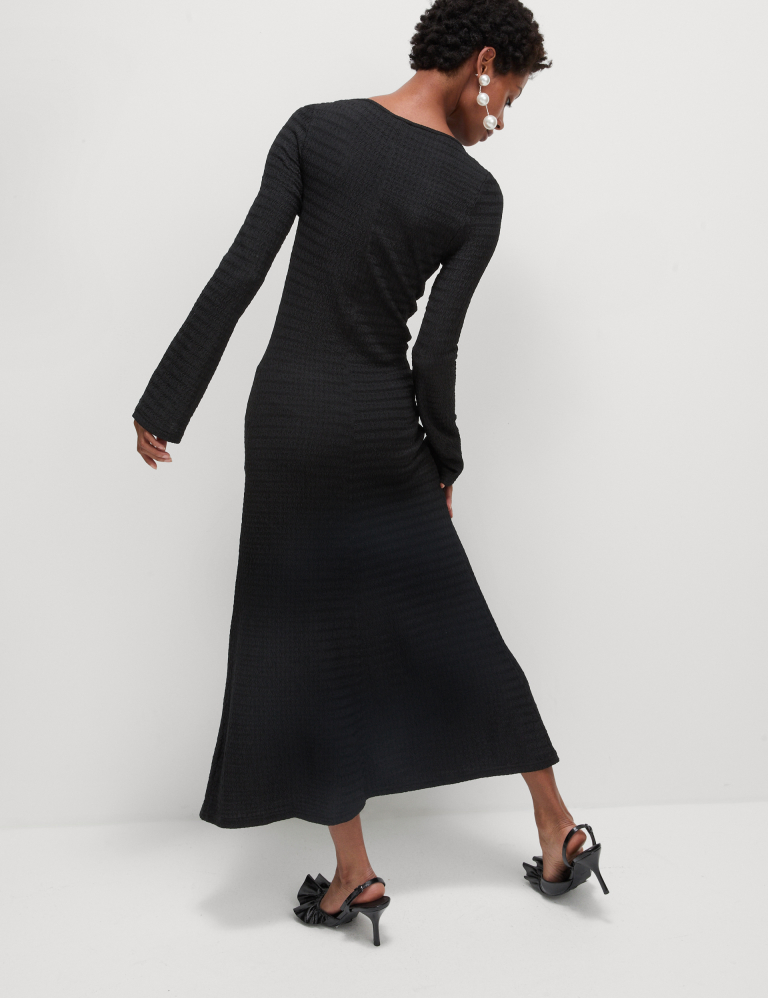 Textured Round Neck Midi Column Dress Marks and Spencer Cyprus Symeonides Fashion House