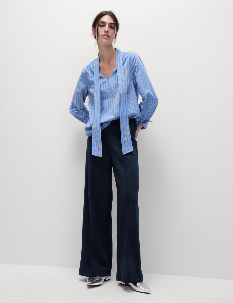 Jersey Elasticated Waist Wide Leg Trousers Jersey Elasticated Waist Wide Leg Trousers