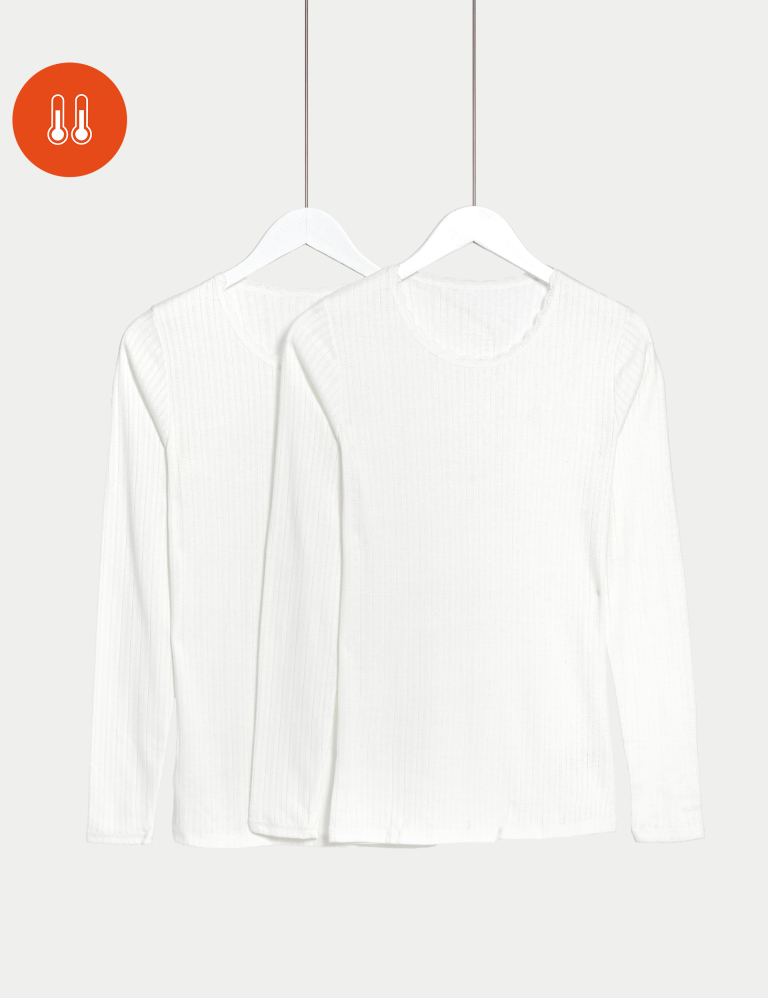 2pk Medium Warmth Pointelle Thermal Long Sleeve Tops 2pk Medium Warmth Pointelle Thermal Long Sleeve Tops