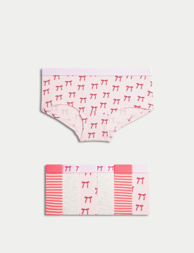 7pk Cotton with Stretch Bow Shorts (5-16 Yrs)