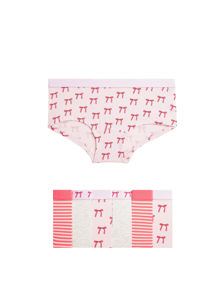 7pk Cotton with Stretch Bow Shorts (5-16 Yrs)