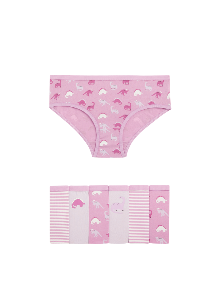 7pk Cotton with Stretch Dinosaur Knickers (2-12 Yrs)