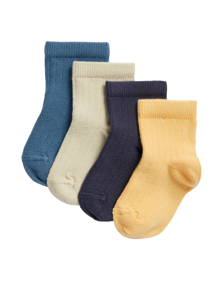 4pk Cotton Rich Ribbed Baby Socks