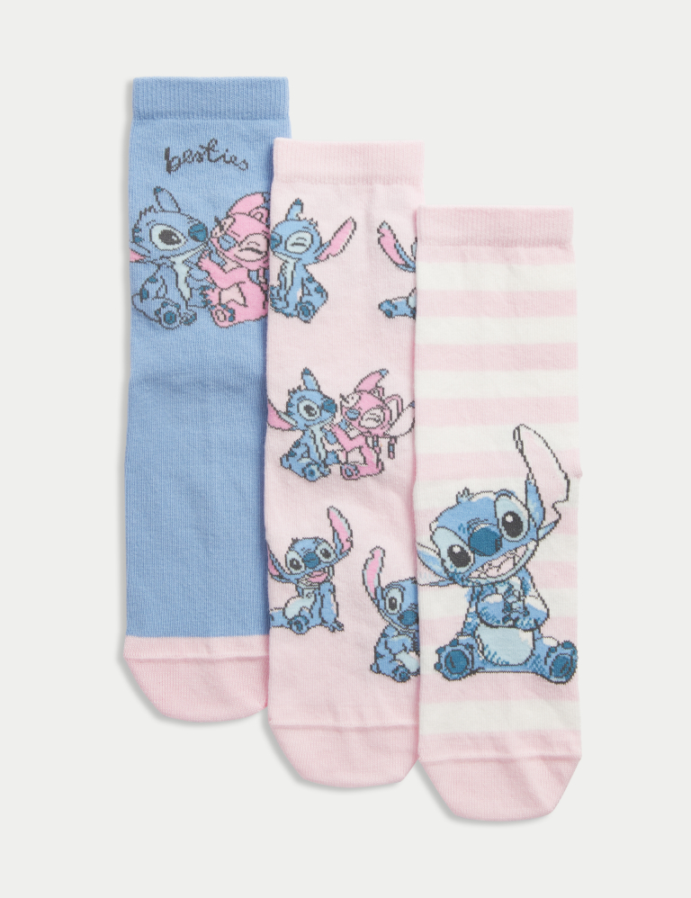 3pk Cotton Rich Lilo & Stitch™ Socks (6 Small – 7 Large)