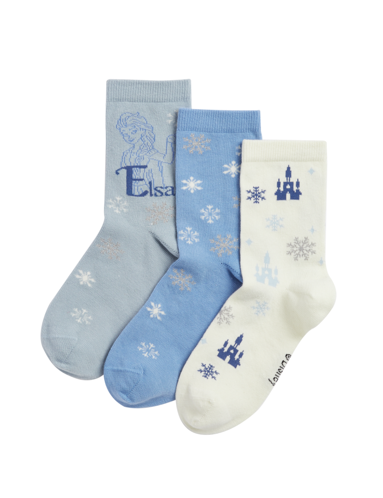 3pk Cotton Rich Disney Frozen™ Socks (6 Small – 3½ Large)