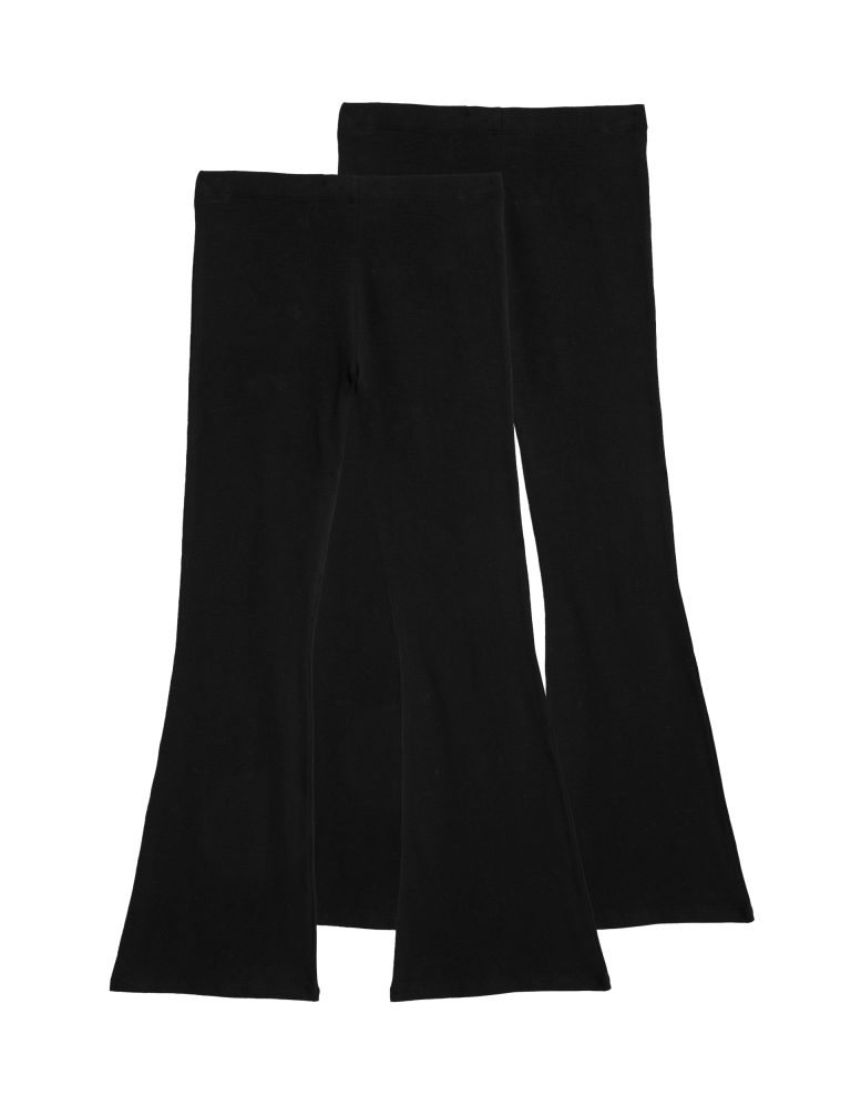 2pk Cotton Rich Flared Leggings (6-16 Yrs)