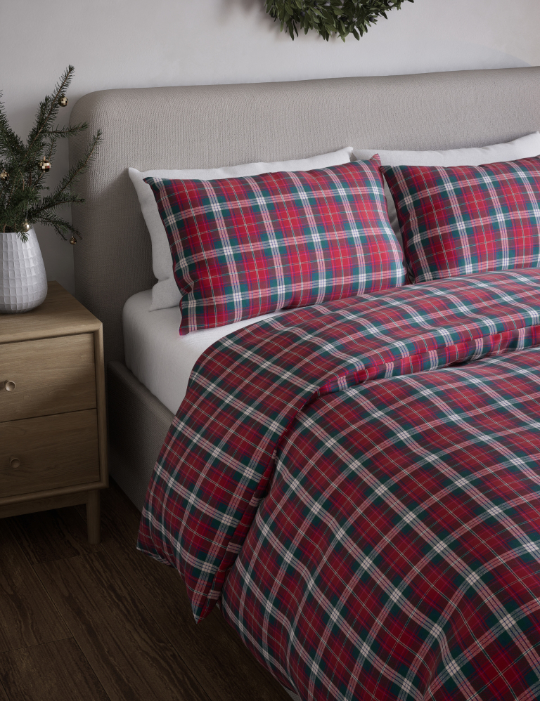 Pure Brushed Cotton Winter Checked Bedding Set