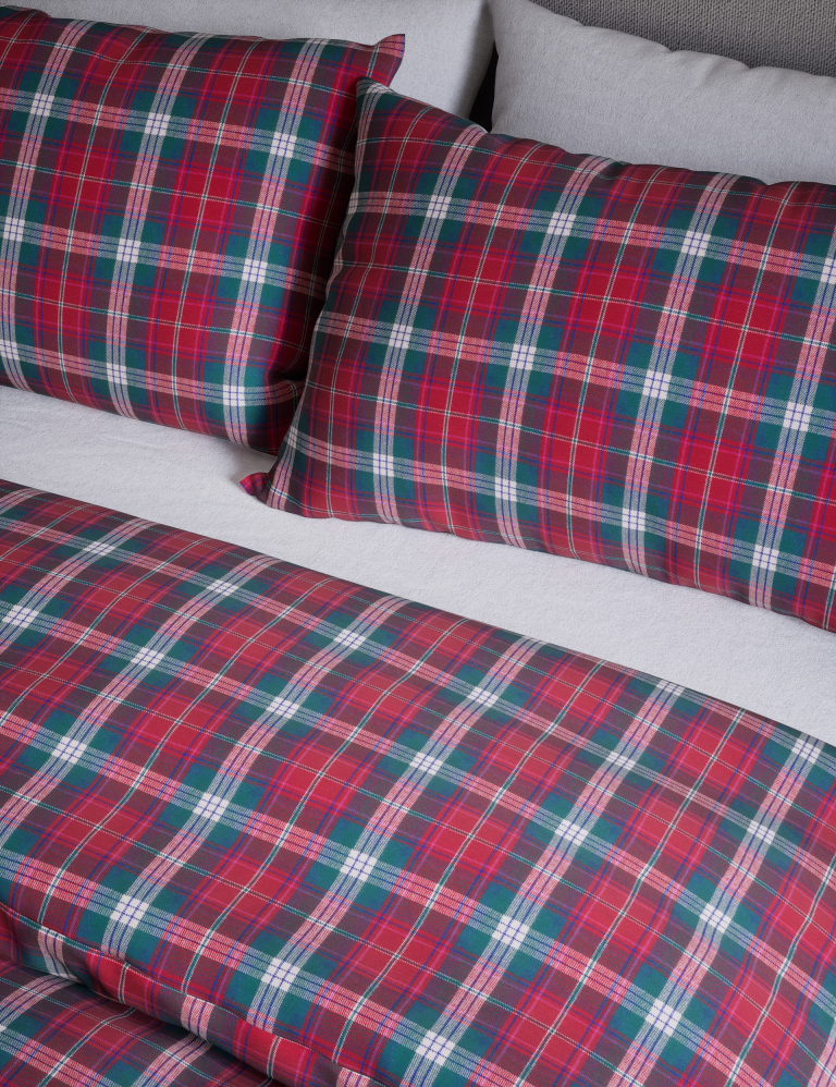 Pure Brushed Cotton Winter Checked Bedding Set