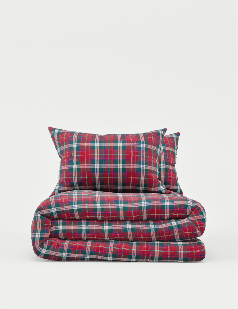 Pure Brushed Cotton Winter Checked Bedding Set