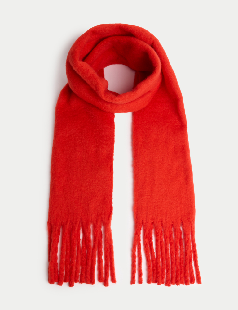 Brushed Colour Block Tassel Scarf