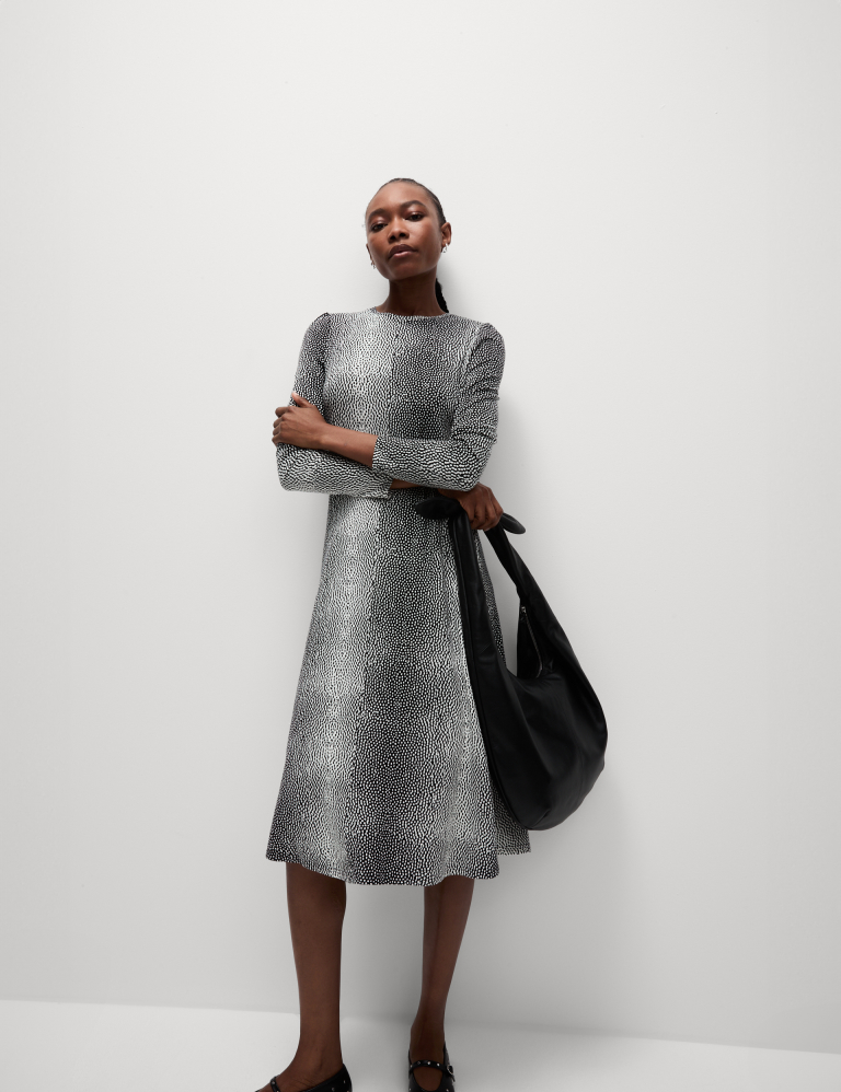 Jersey Printed Midi Column Dress