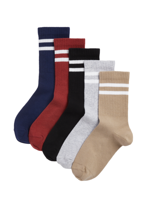 5pk Cotton Rich Sports Socks (6 Small - 7 Large)