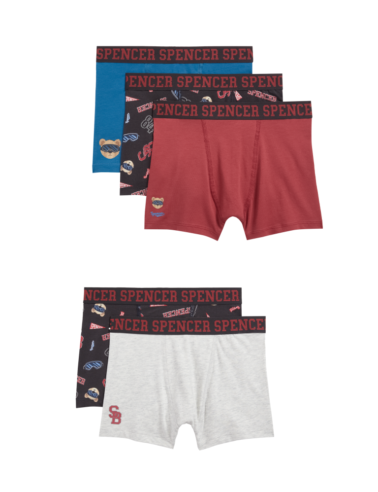 5pk Cotton with Stretch Spencer Bear™ Trunks (5-14 Yrs)