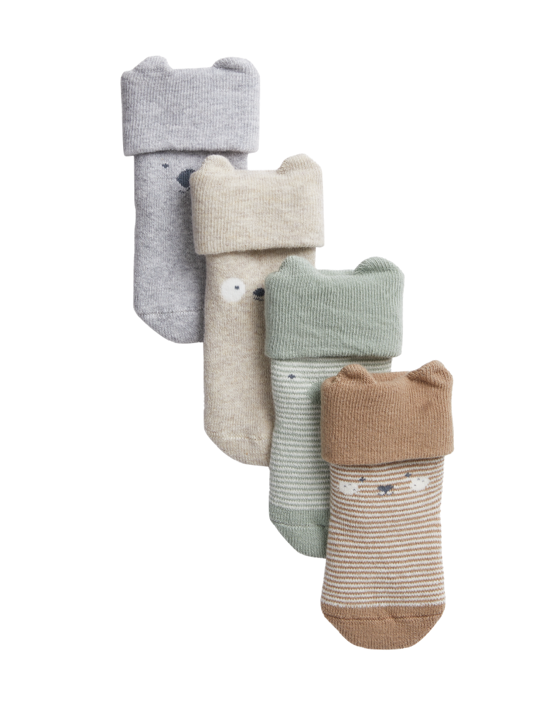 4pk Cotton Rich Striped Baby Socks (0-3 Yrs)