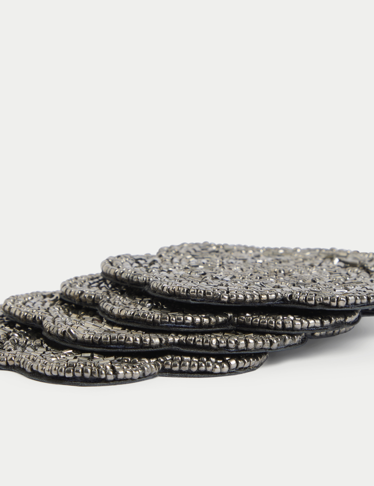 Set of 4 Beaded Scallop Coasters