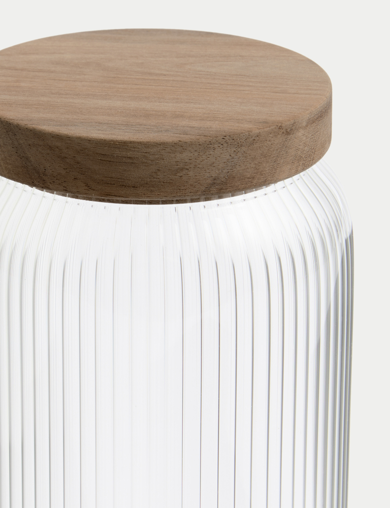 Large Ribbed Glass Storage Jar