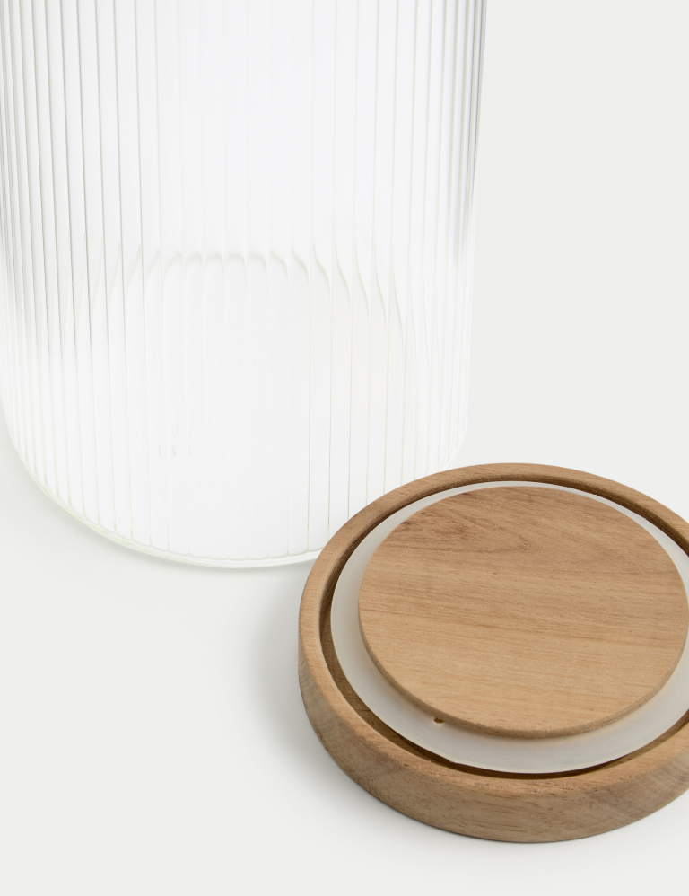 Large Ribbed Glass Storage Jar