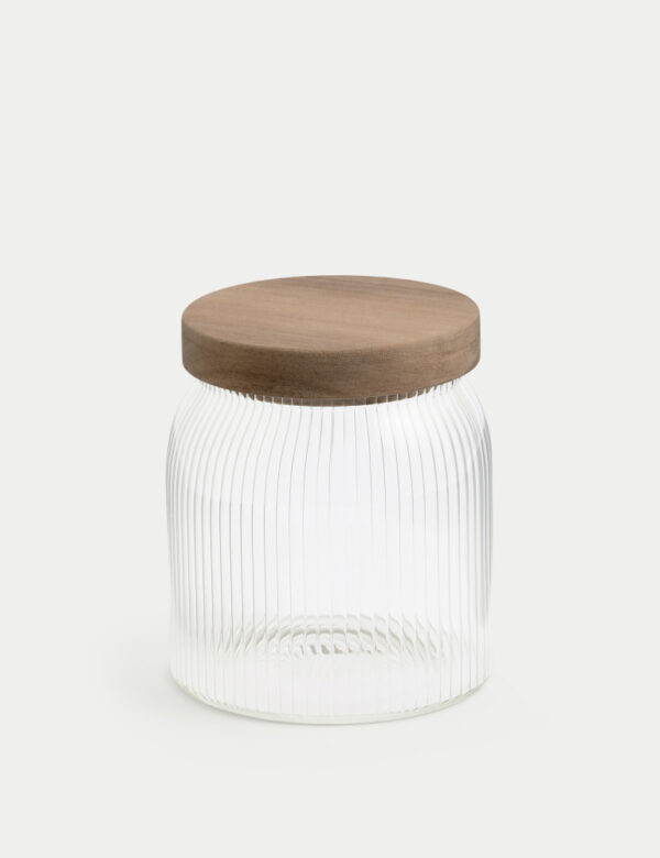 Small Ribbed Glass Storage Jar
