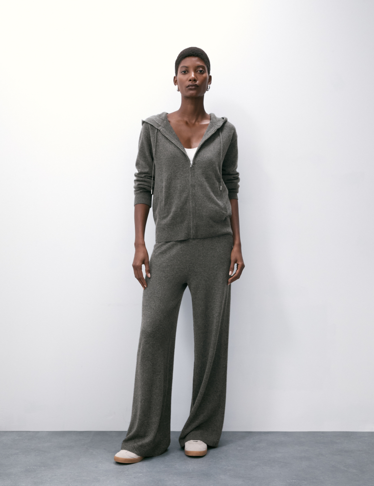 Pure Cashmere Wide Leg Trousers