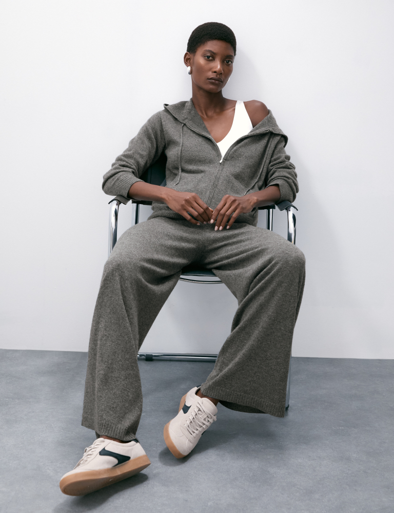 Pure Cashmere Wide Leg Trousers