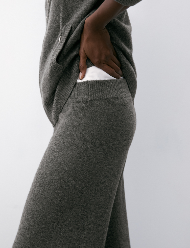 Pure Cashmere Wide Leg Trousers