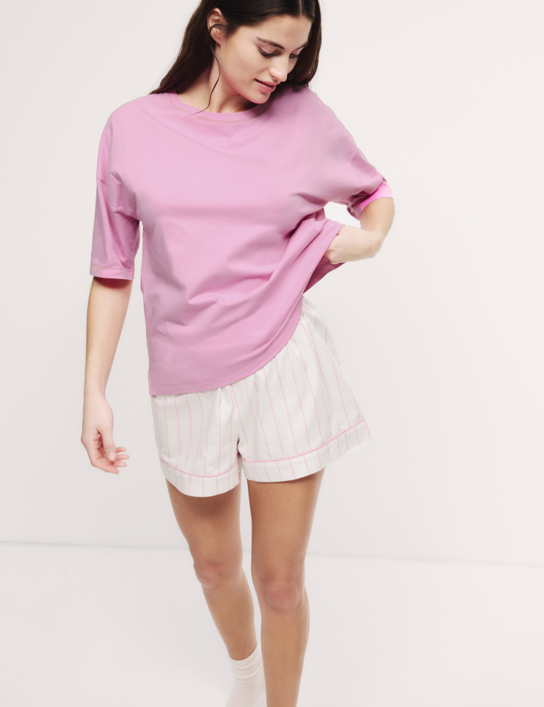 Pure Cotton Striped Shortie Set