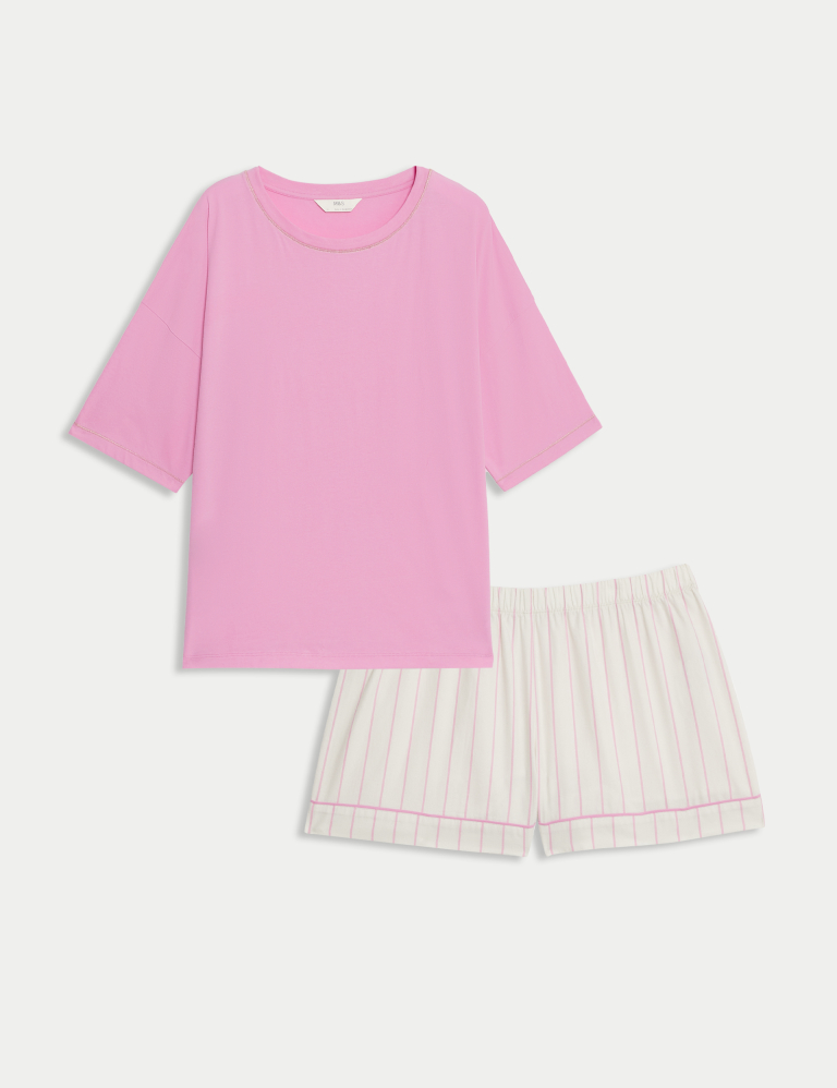 Pure Cotton Striped Shortie Set